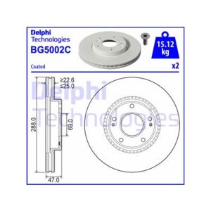 Front Vented Brake Disc Pair - 288mm Diameter