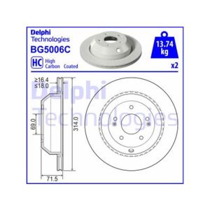 REAR VENTED BRAKE DISC PAIR COATED - 314MM DIAMETER