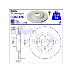 Rear Vented Brake Disc Pair - 325mm Diameter