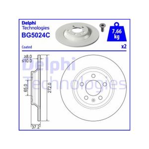 REAR SOLID BRAKE DISC PAIR COATED - 272MM DIAMETER