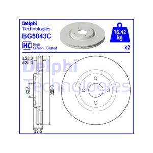 Front Vented Brake Disc Pair - 300mm Diameter