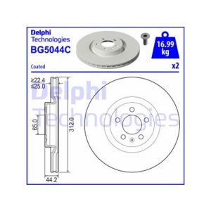 FRONT VENTED BRAKE DISC PAIR COATED - 312MM DIAMETER