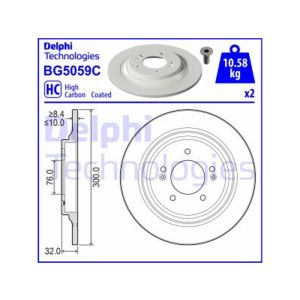 Rear Solid Brake Disc Pair - 300mm Diameter