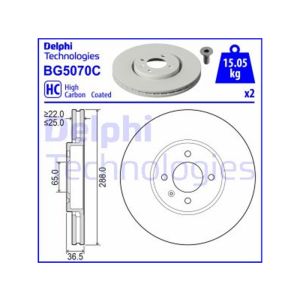 Front Vented Brake Disc Pair - 288mm Diameter