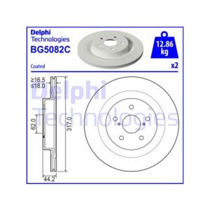 Rear Vented Brake Disc Pair - 317mm Diameter