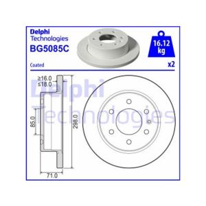 Rear Solid Brake Disc Pair - 298mm Diameter