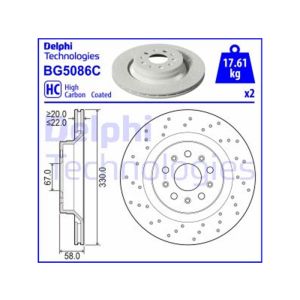 Front or Rear Vented Brake Disc Pair - 330mm Diamater