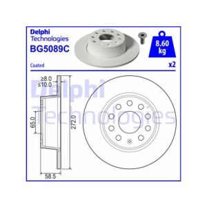 Rear Solid Brake Disc Pair - 272mm Diameter