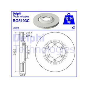 Front Vented Brake Disc Pair - 280mm Diameter