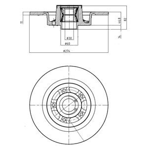 Rear Solid Brake Disc - 274mm Diameter