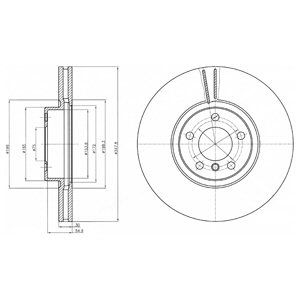 Front Vented Brake Disc Coated - 348mm Diameter