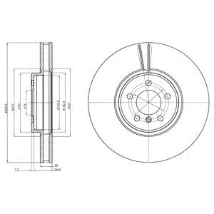 FRONT VENTED BRAKE DISC - 364.9MM DIAMETER