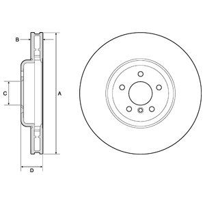 FRONT LH VENTED BRAKE DISC COATED - 374MM DIAMETER