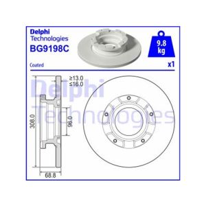 REAR SOLID BRAKE DISC COATED - 308MM DIAMETER