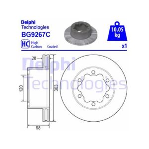 REAR VENTED BRAKE DISC SINGLE COATED - 303MM DIAMETER