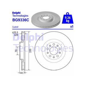 FRONT VENTED BRAKE DISC SINGLE COATED - 330MM DIAMETER