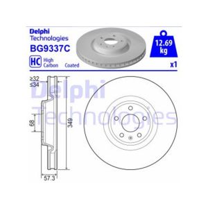 FRONT VENTED BRAKE DISC SINGLE COATED - 349MM DIAMETER