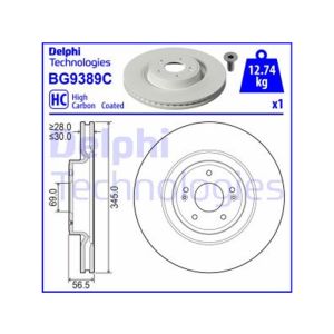 Front Vented Brake Disc - 345mm Diameter