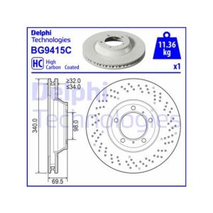 FRONT LH VENTED BRAKE DISC SINGLE COATED - 340MM DIAMETER