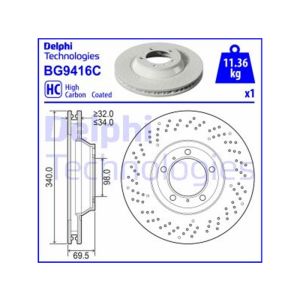 FRONT RH VENTED BRAKE DISC SINGLE COATED - 340MM DIAMETER