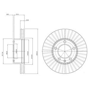 Front Vented Brake Disc - 305mm Diameter