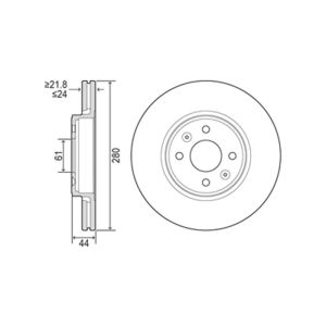 Front Vented Brake Disc Pair - 280mm Diameter