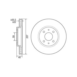 Front Vented Brake Disc Pair - 257mm Diameter