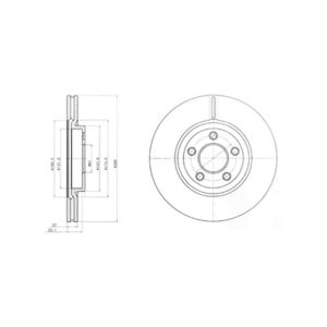 Front Vented Brake Disc Pair - 280mm Diameter