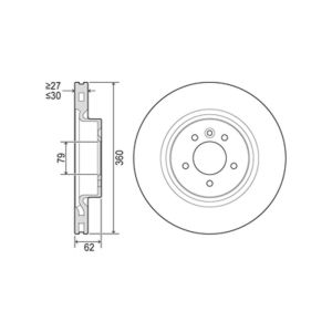 Front Vented Brake Disc - 360mm Diameter