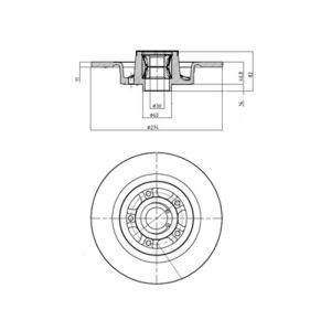 Rear Solid Brake Disc With Bearing - 274mm Diameter