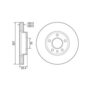 Front Vented Brake Disc - 307mm Diameter