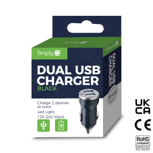 Black Dual USB Car Charger