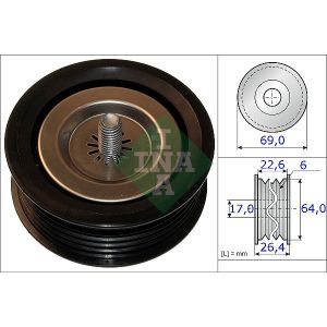 Ribbed Auxillary Drive Belt Guide Pulley