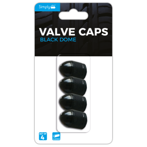 Dome Valve Caps Black - With Nylon Insert