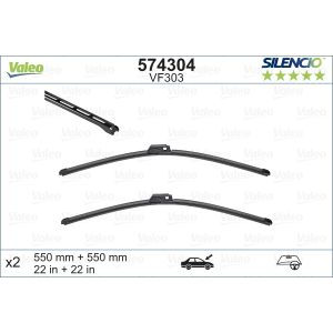 Wiper Blade - Silencio Flat Blade Set With Spoiler 550mm/22In & 550mm/22In