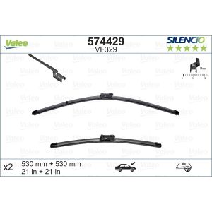 Wiper Blade - Silencio Flat Blade Set With Spoiler 530mm/21In & 530mm/21In