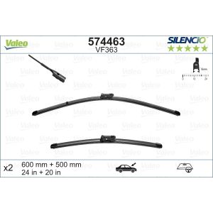 Wiper Blade - Silencio Flat Blade Set With Spoiler 600mm/24In & 500mm/20In