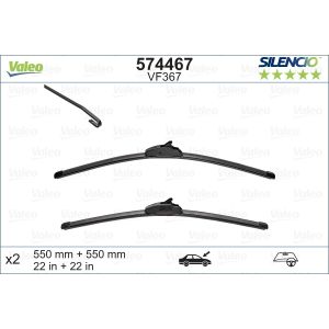 Wiper Blade - Silencio Flat Blade Set With Spoiler 550mm/22In & 550mm/22In