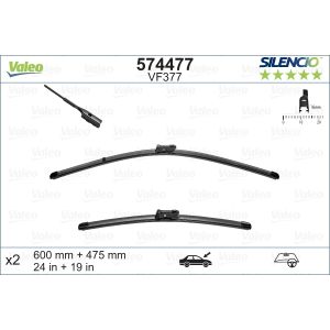 Wiper Blade - Silencio Flat Blade Set With Spoiler 600mm/24In & 475mm/19In