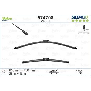 Wiper Blade - Silencio Flat Blade Set With Spoiler 650mm/26In & 450mm/18In