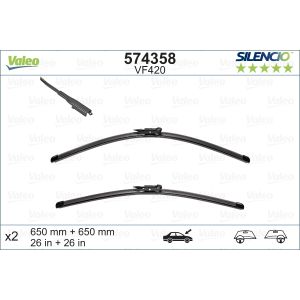 Wiper Blade - Silencio Flat Blade Set With Spoiler 650mm/26In & 650mm/26In