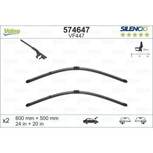 Wiper Blade - Silencio Flat Blade Set With Spoiler 600mm/24In & 500mm/20In