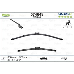 Wiper Blade - Silencio Flat Blade Set With Spoiler 650mm/26In & 500mm/20In