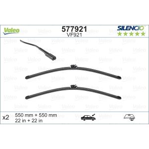 Wiper Blade - Silencio Flat Blade Set With Spoiler 550mm/22In & 550mm/22In