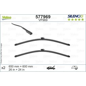 Wiper Blade - Silencio Flat Blade Set With Spoiler 650mm/26In & 600mm/24In